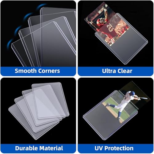 400 Pack Card Sleeves Hard Plastic, Arjiekwei 3"X4" Baseball Cards Protectors Plastic, Premium Card Holder for Trading Sports Baseball Football Game Cards (200 Rigid + 200 Clear)