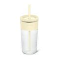 Ello Ava 18oz Glass Tumbler with Straw and Lid | Premium Ribbed Glass with Silicone Grip, Car Cup Friendly, Dishwasher Safe,