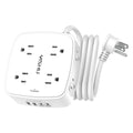 6 Ft Surge Protector Power Strip - 8 Widely Outlets with 4 USB Ports, 3 Side Outlet Extender with 6 Feet Extension Cord, Flat