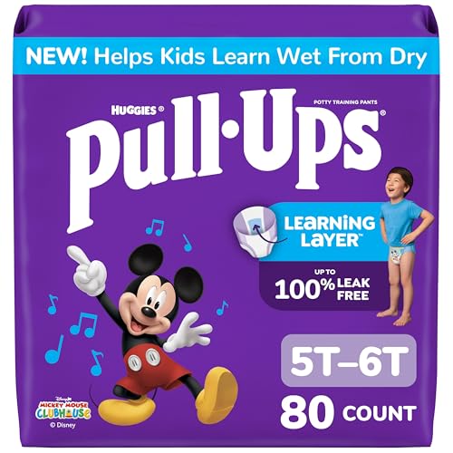 Pull-Ups Boys' Potty Training Pants, Size 5T-6T Training Underwear (46-60 lbs), 80 Count