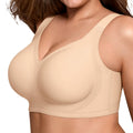 LetsJoli Bras for Women Supportive Wireless Push Up Bra Full Coverage No Underwire Seamless Plus Size for Older Women