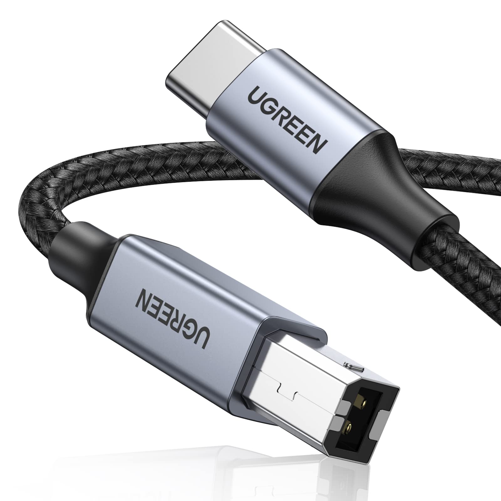 UGREEN USB B to USB C 6 FT Printer Cable, Nylon USB B to C Cord for MacBook Pro/Air, MIDI Cable Compatible with Yamaha Piano