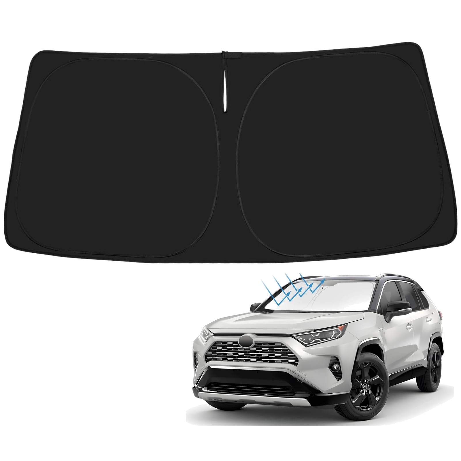 Proadsy Front Windshield Sun Shade Foldable RAV4 Sunshade Protector Custom Fit 2019-2025 2026 RAV-4 SUV Crossover, TRD Off-Ro