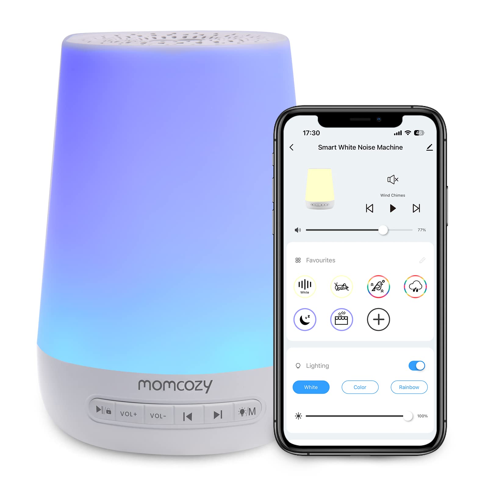 Baby Sound Machine, Momcozy White Noise Machine for Baby Sleeping with Night Light, Toddler Sleep Trainer 34 Soothing Sleep S