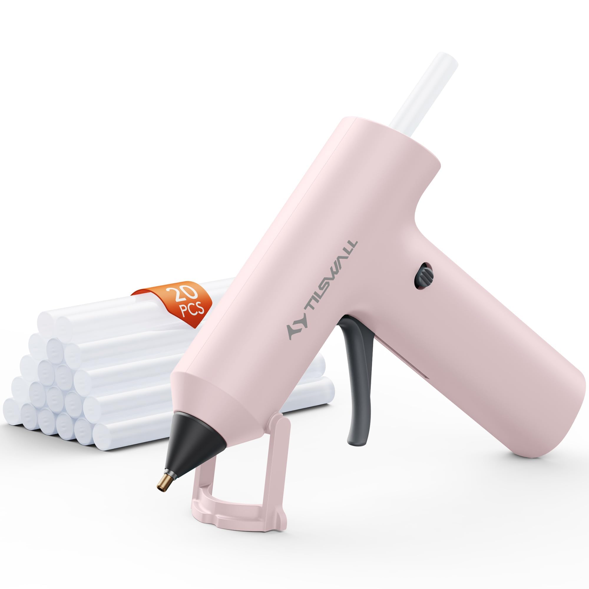 Tilswall Cordless Hot Glue Gun, Fast Preheating, Glue Gun and Sticks Set with 2Ah USB-C Rechargeable, 20 Premium Glue Sticks(