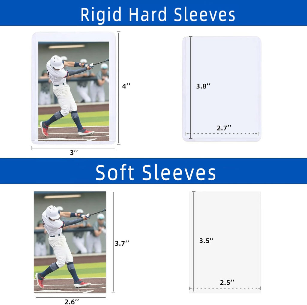 400 Pack Card Sleeves Hard Plastic, Arjiekwei 3"X4" Baseball Cards Protectors Plastic, Premium Card Holder for Trading Sports Baseball Football Game Cards (200 Rigid + 200 Clear)