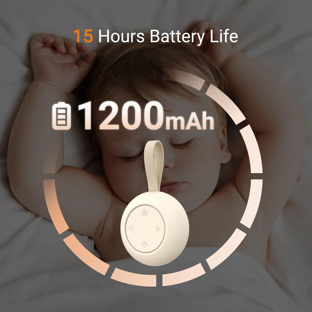 Portable Baby Sound Machine [White Noise for Babies Kids Adults][Timer Function][20 Soothing Sounds][Sleep Soother] 15 Hours Battery Life, Travel,Registry,Gifts,Shower,Clips on Baby Stroller