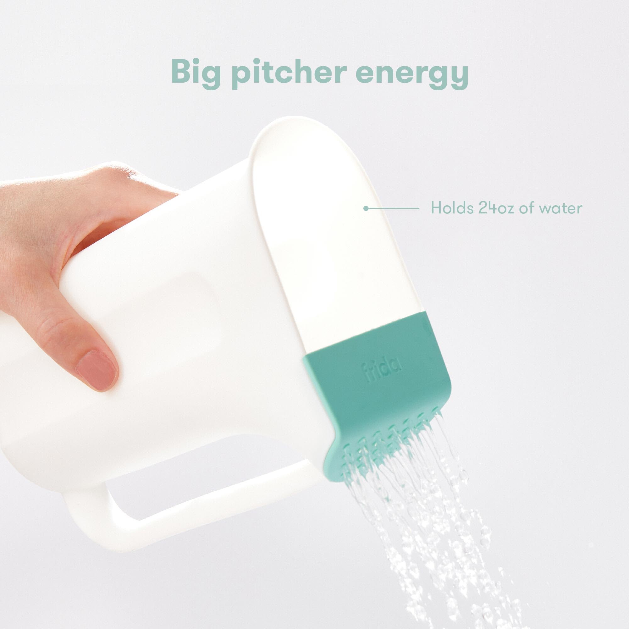 Frida Baby Control The Flow Bath Rinse Cup, Tear Free Rinser to Wash Hair and Body with Easy Grip Handle and Removable Rain Shower, Made in USA