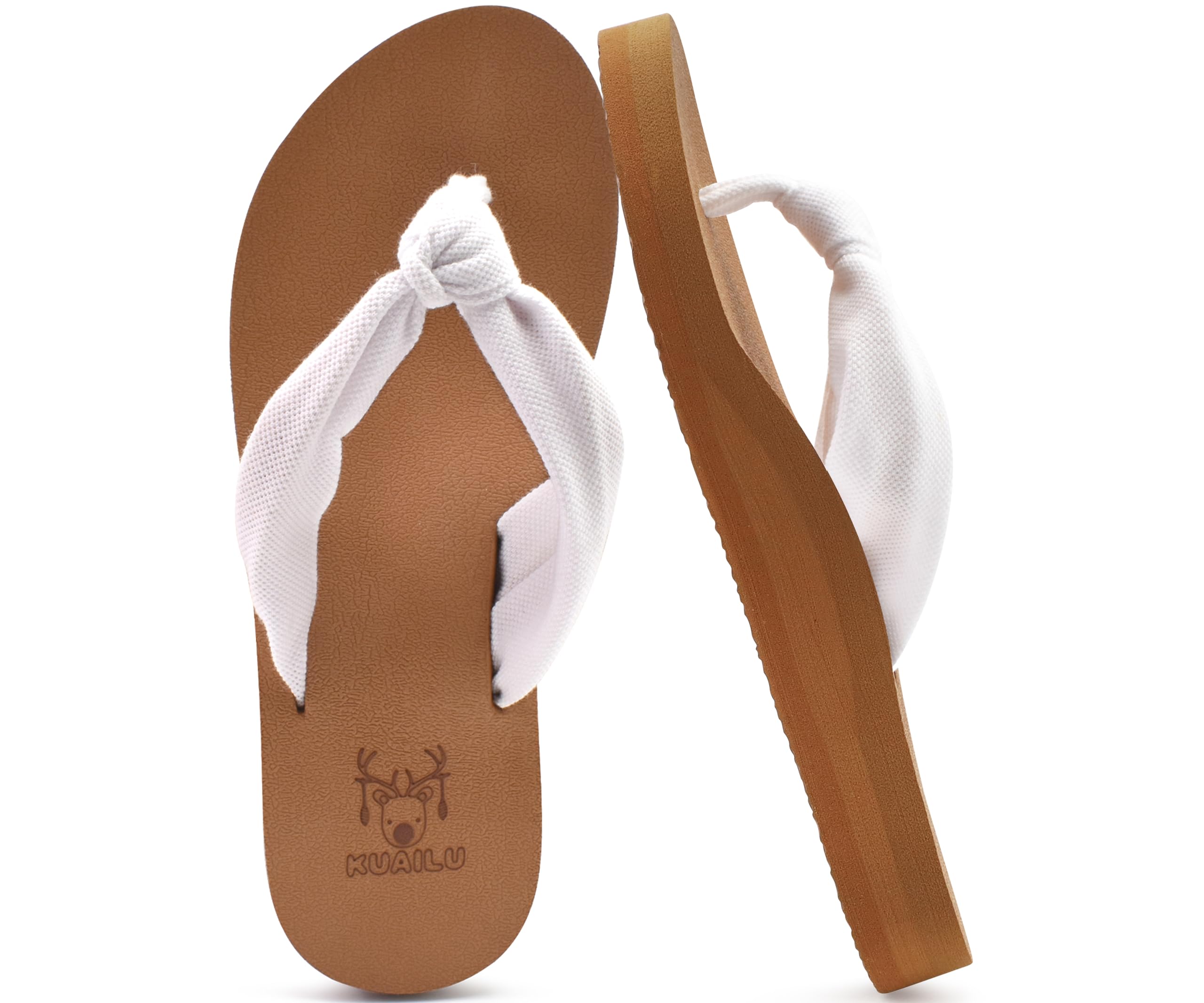 KuaiLu Flip Flops for Women with Arch Support Yoga Mat Comfortable Summer Beach Walking Thong Cushion Sandals Slip On Indoor