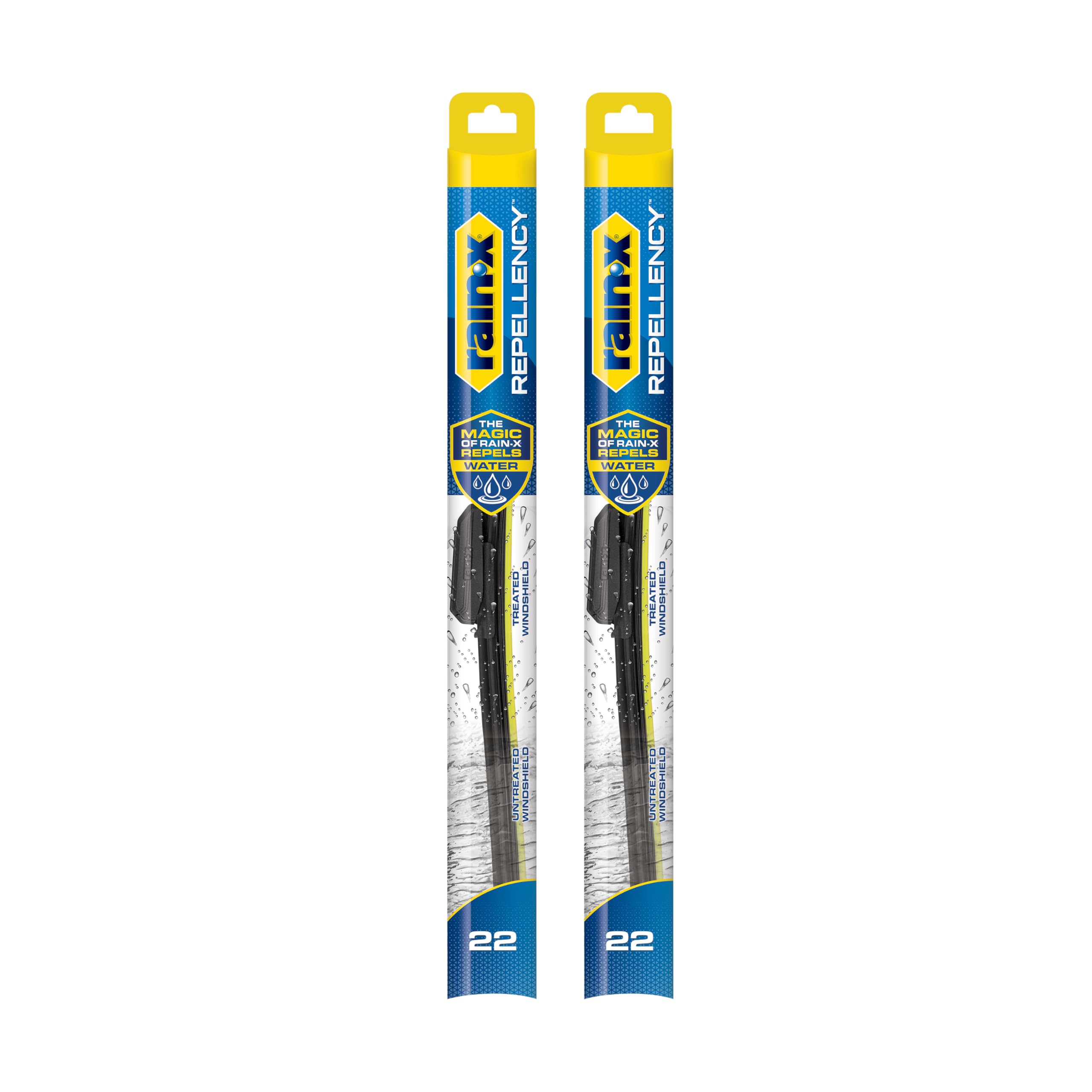 Rain-X 810363 Repellency Water Repellent Wiper Blades, 22" Windshield Wipers (Pack of 2), All Weather Streak-Free for Enhance