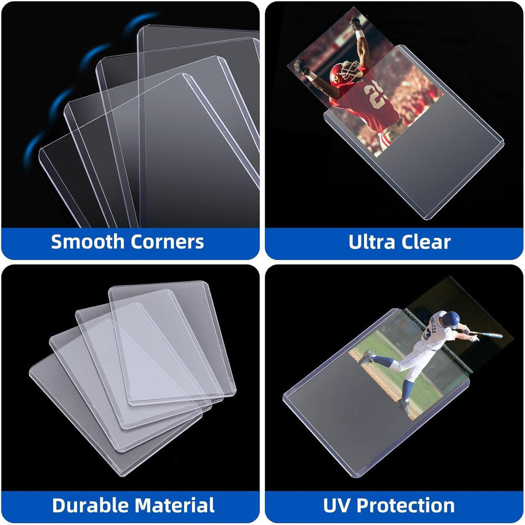 400 Pack Card Sleeves Hard Plastic, Arjiekwei 3"X4" Baseball Cards Protectors Plastic, Premium Card Holder for Trading Sports Baseball Football Game Cards (200 Rigid + 200 Clear)