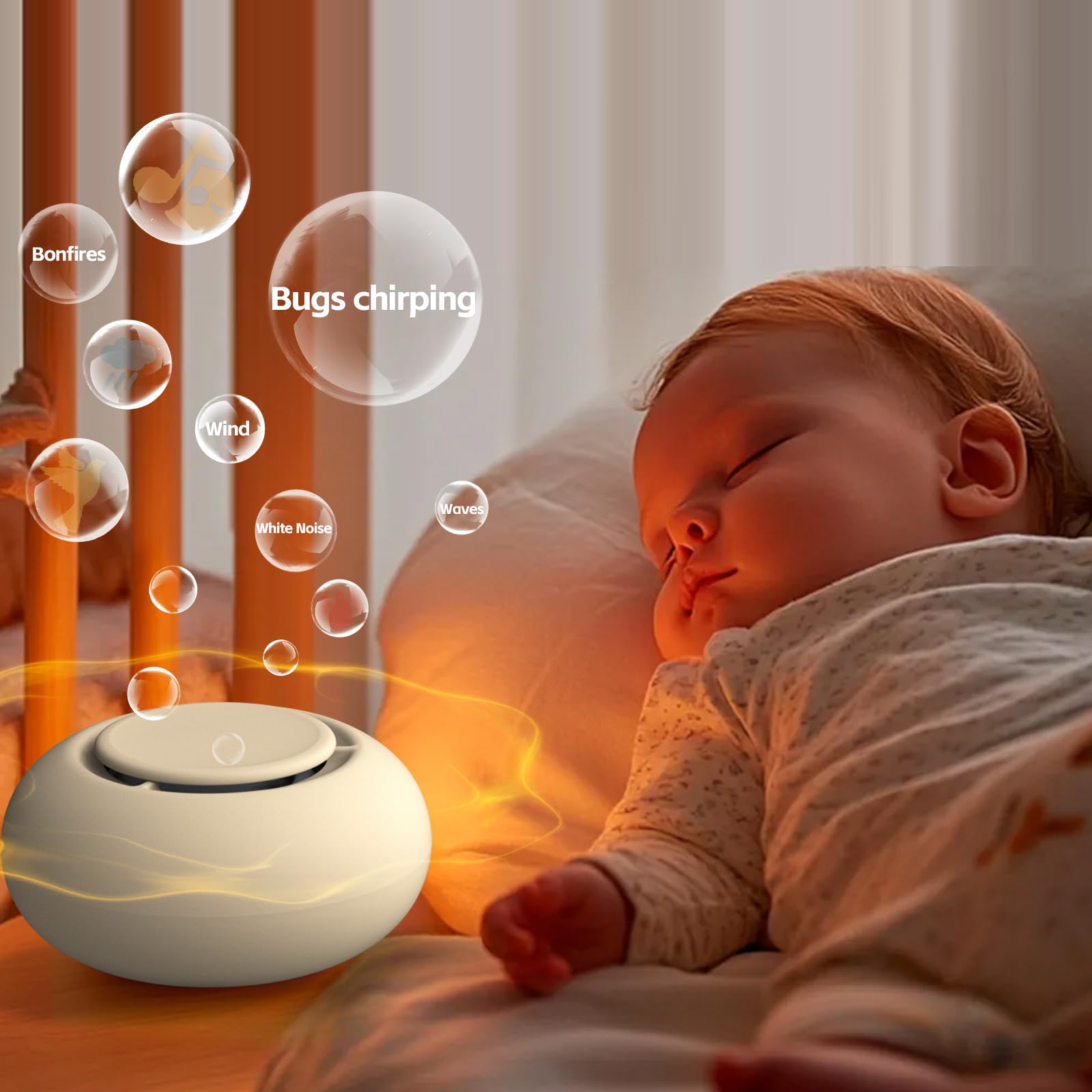 Portable Baby Sound Machine [White Noise for Babies Kids Adults][Timer Function][20 Soothing Sounds][Sleep Soother] 15 Hours Battery Life, Travel,Registry,Gifts,Shower,Clips on Baby Stroller