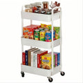 Sywhitta 3-Tier Plastic Rolling Utility Cart with Handle, Multi-Functional Storage Trolley for Office, Living Room, Kitchen,