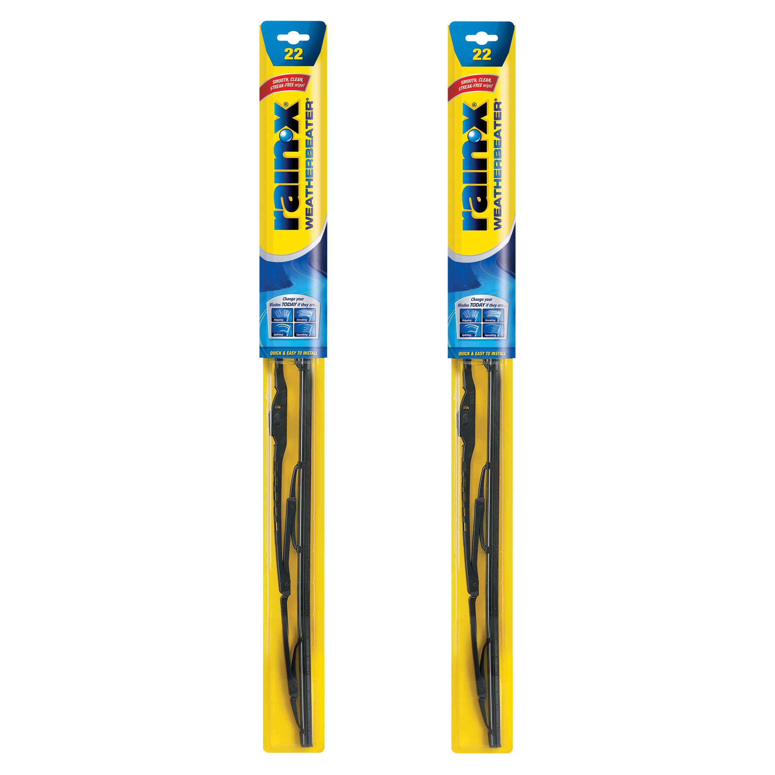 Rain-X 820149 WeatherBeater Wiper Blades, 22" Windshield Wipers (Pack of 2), Automotive Replacement Windshield Wiper Blades T