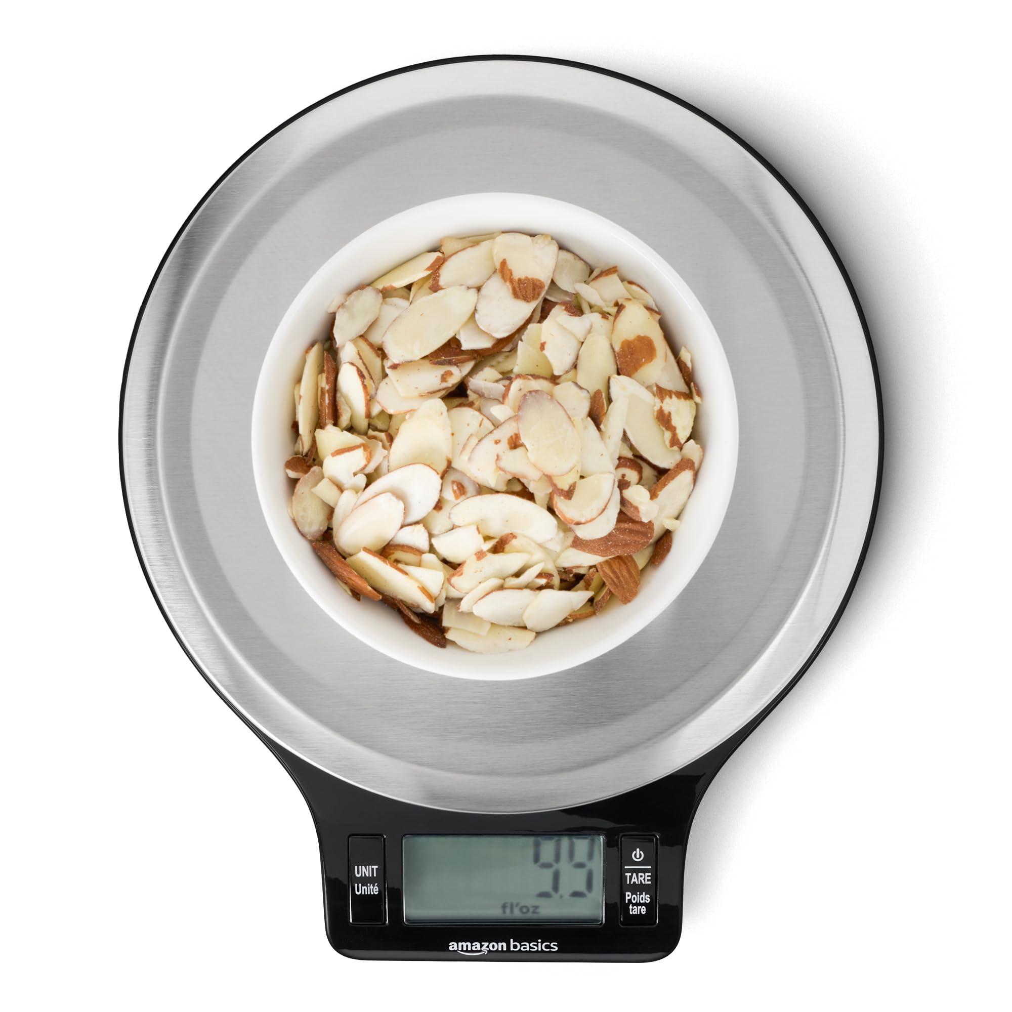 Amazon Basics Digital Kitchen Scale with LCD Display, Tare Function, Multiple Units, Weighs up to 11 Pounds, Batteries Includ