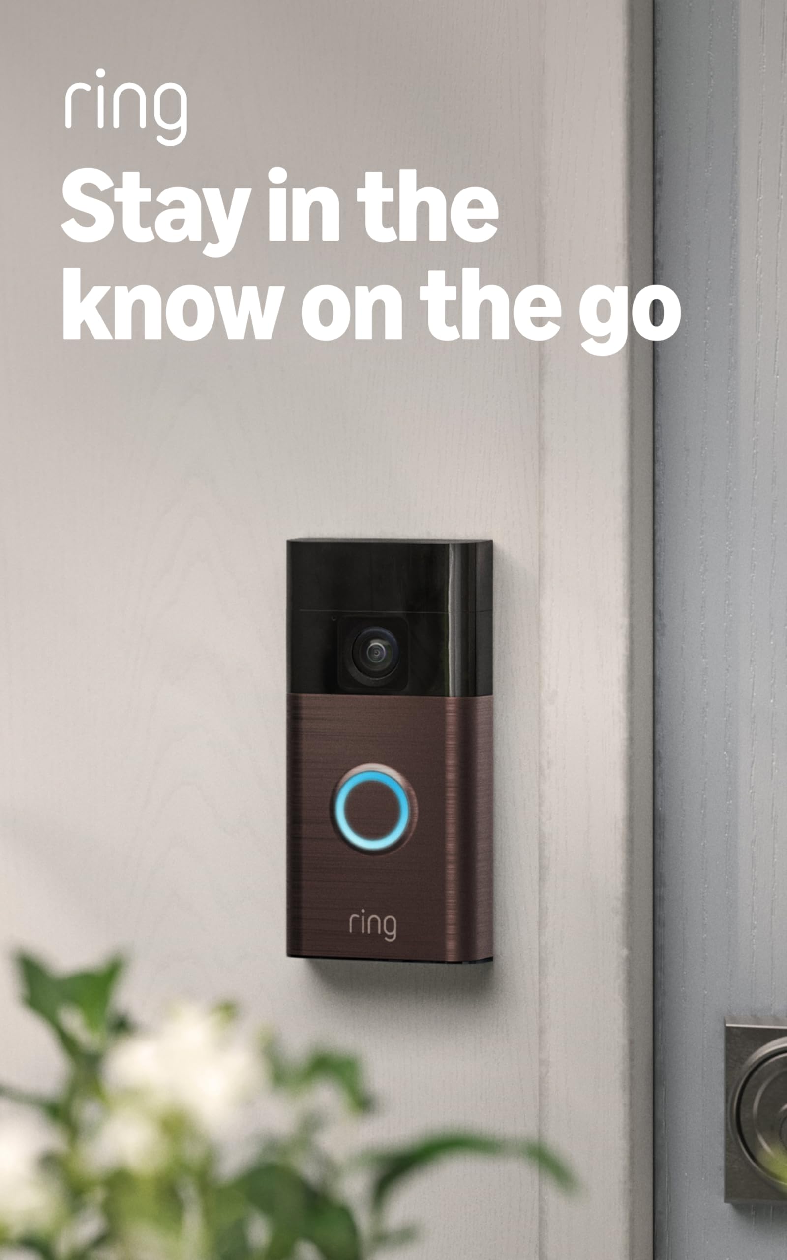 Ring Battery Doorbell, Home or business security with Head-to-Toe video, Live View with Two-Way Talk, and Motion Detection & Alerts, Venetian Bronze