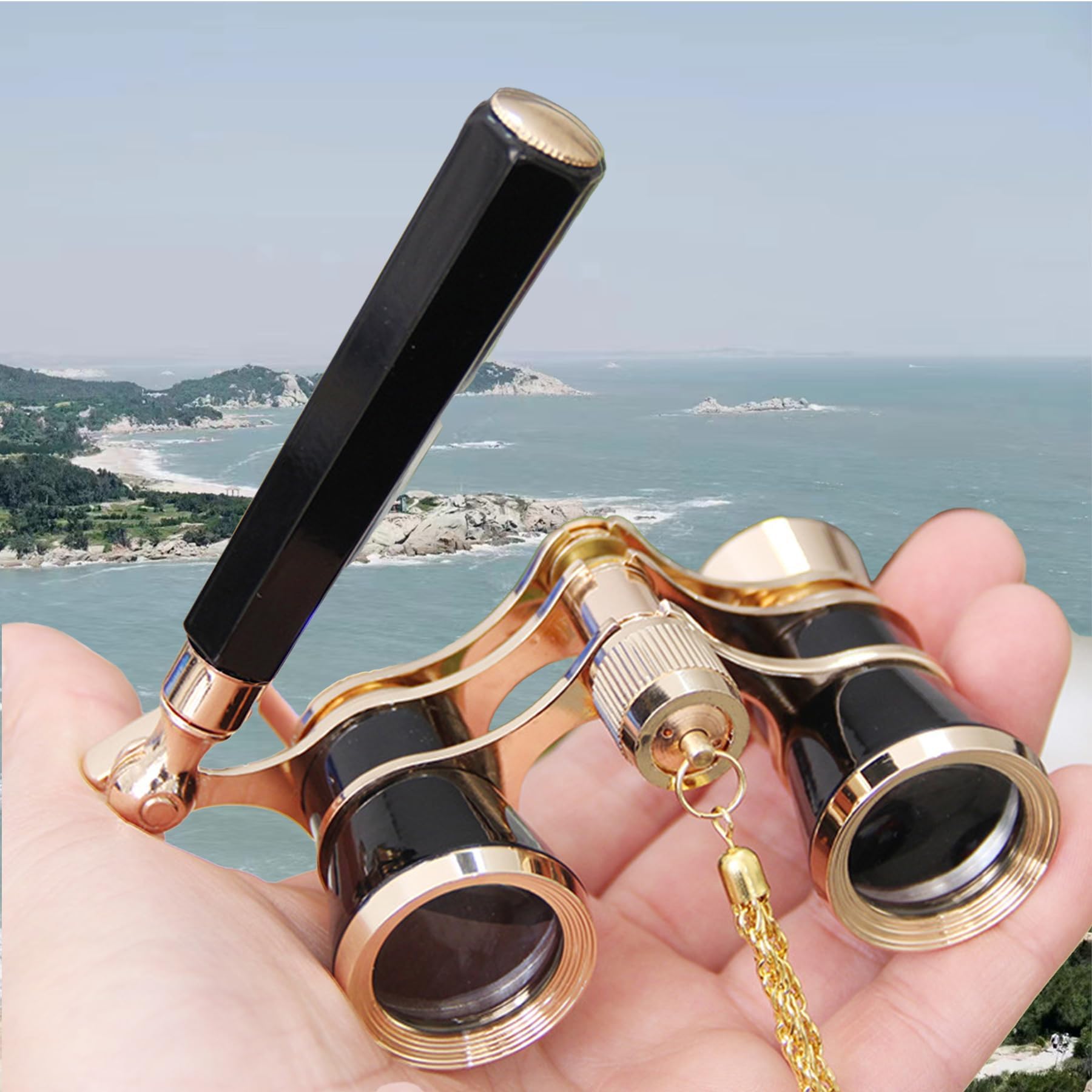 Opera Glasses Binoculars, 3X25 Lorgnette Theater Glasses, BK9 Optical Lens Mini Compact Foldable Vintage Theater Glasses with