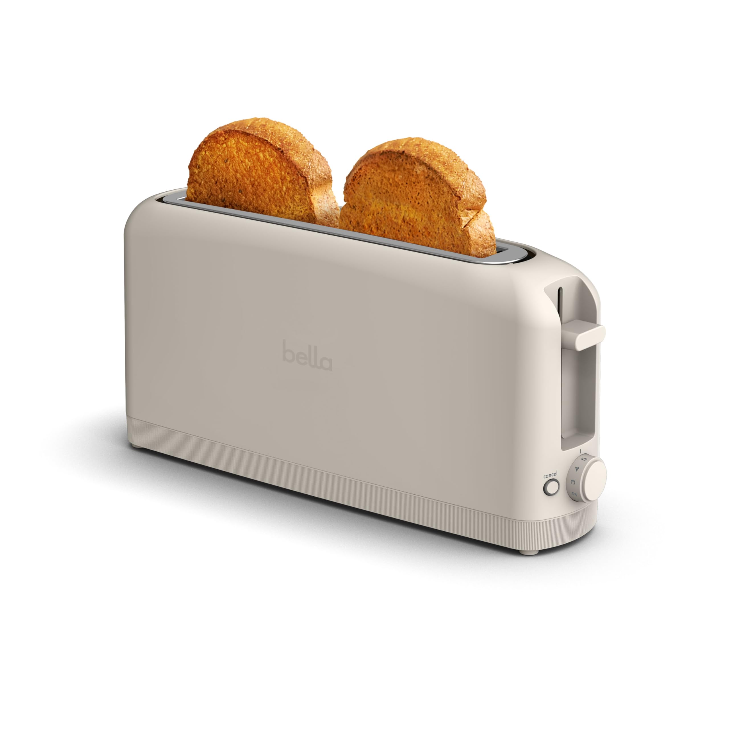bella 2 Slice Slim Toaster, Fits-anywhere™ Kitchenware, 6 Setting Shade Control with Reheat & Cancel Buttons, Fits sourdough,