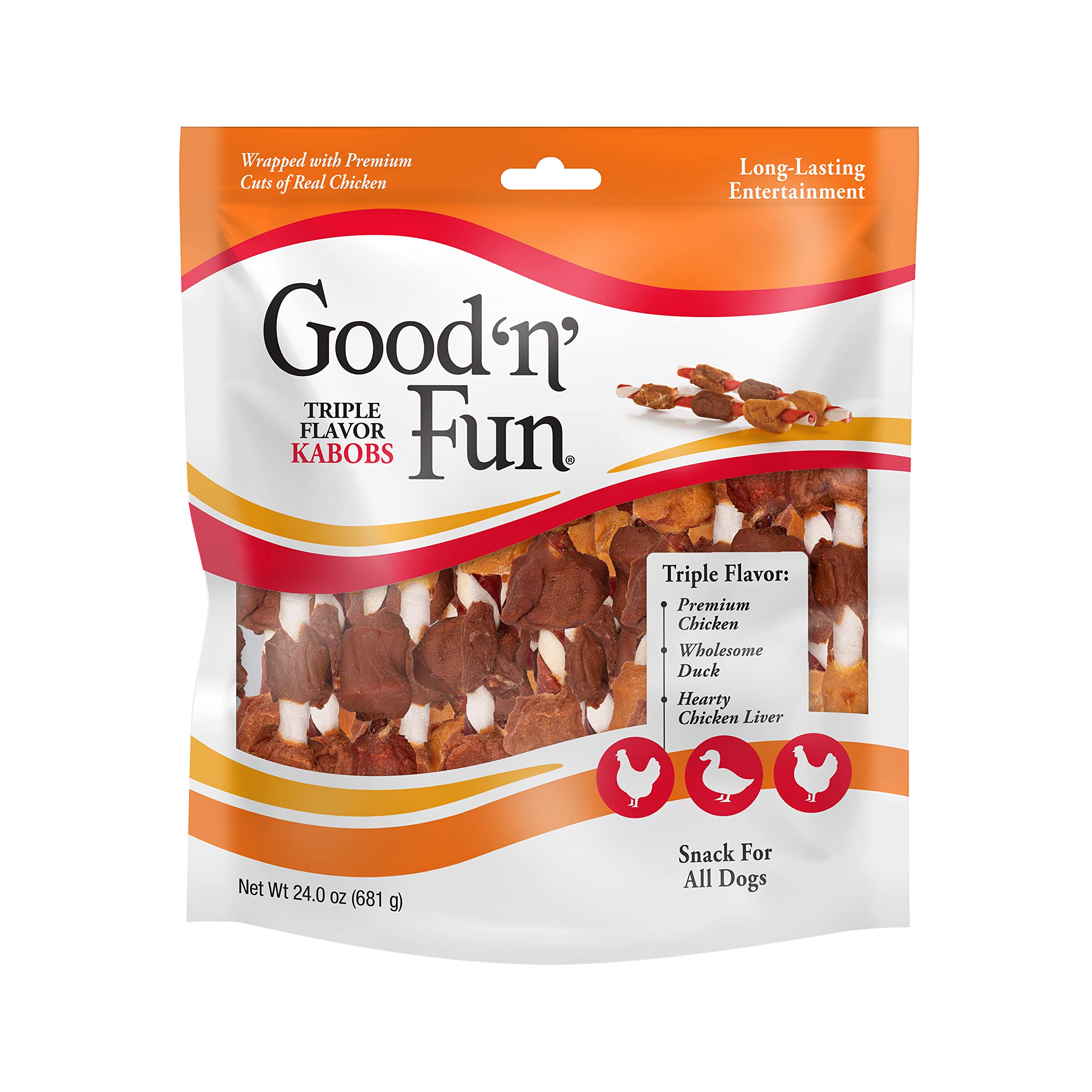 Good 'n' Fun Kabobs Long-Lasting Dog Treat, With Real Proteins, Beef Hide and Premium Chicken, Supports Dental Health, Mental