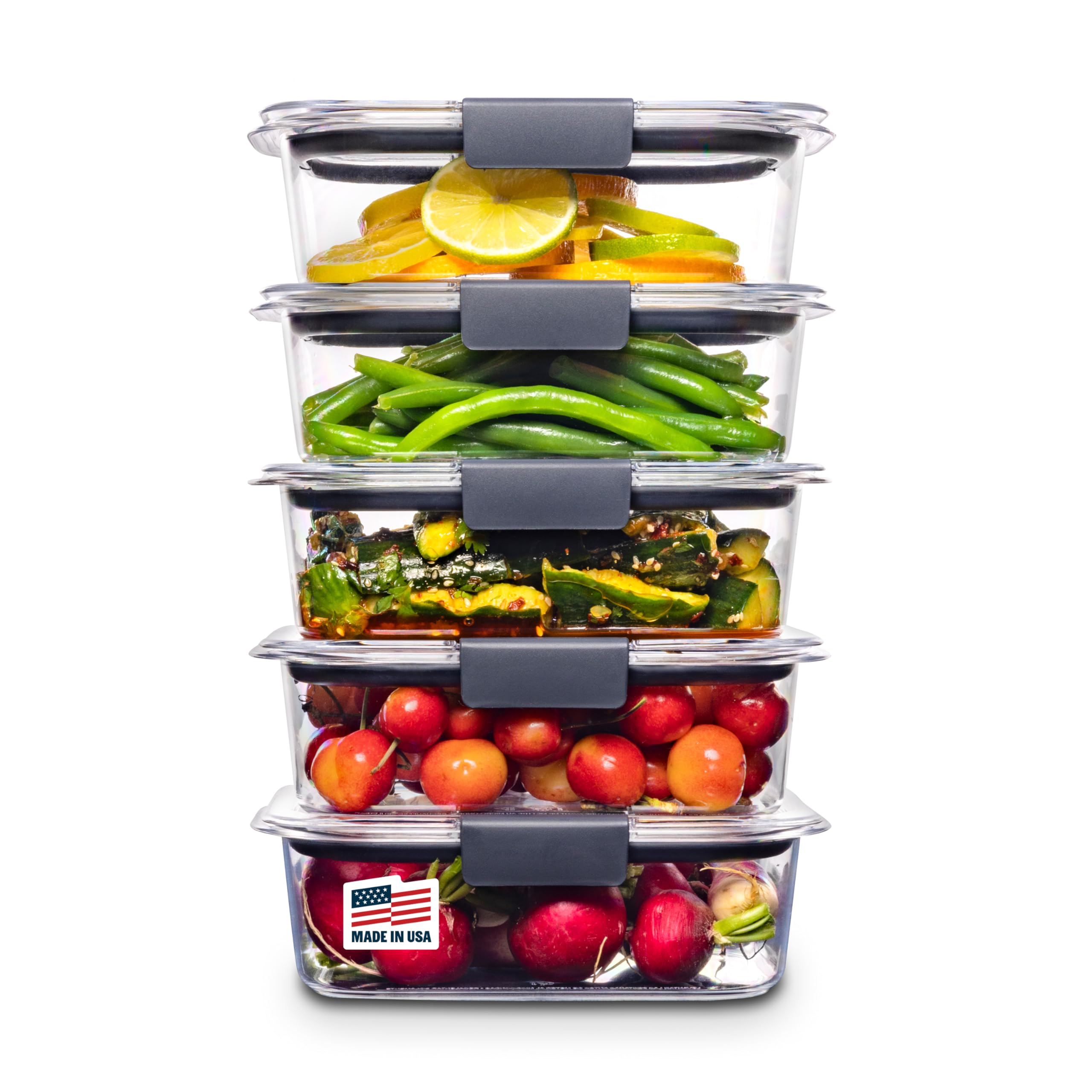Rubbermaid Brilliance Tritan Plastic Food Storage Containers BPA Free Airtight Lids Ideal for Lunch Meal Prep & Leftovers Set