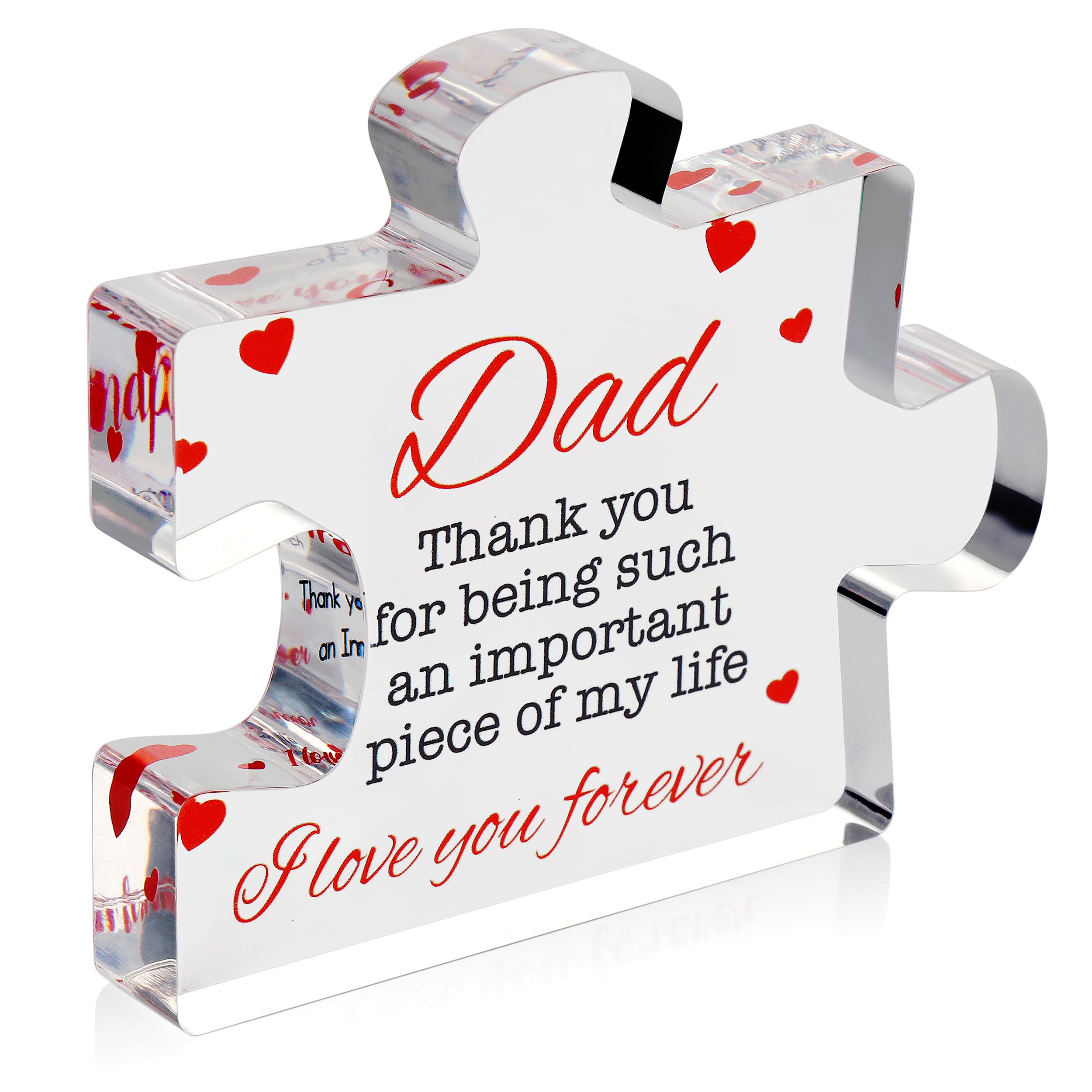 VELENTI Fathers Day Dad Birthday Gift - Engraved Acrylic Block Puzzle Dad Keepsake 3.35 x 2.76 Inch - Cool Father's Day Prese