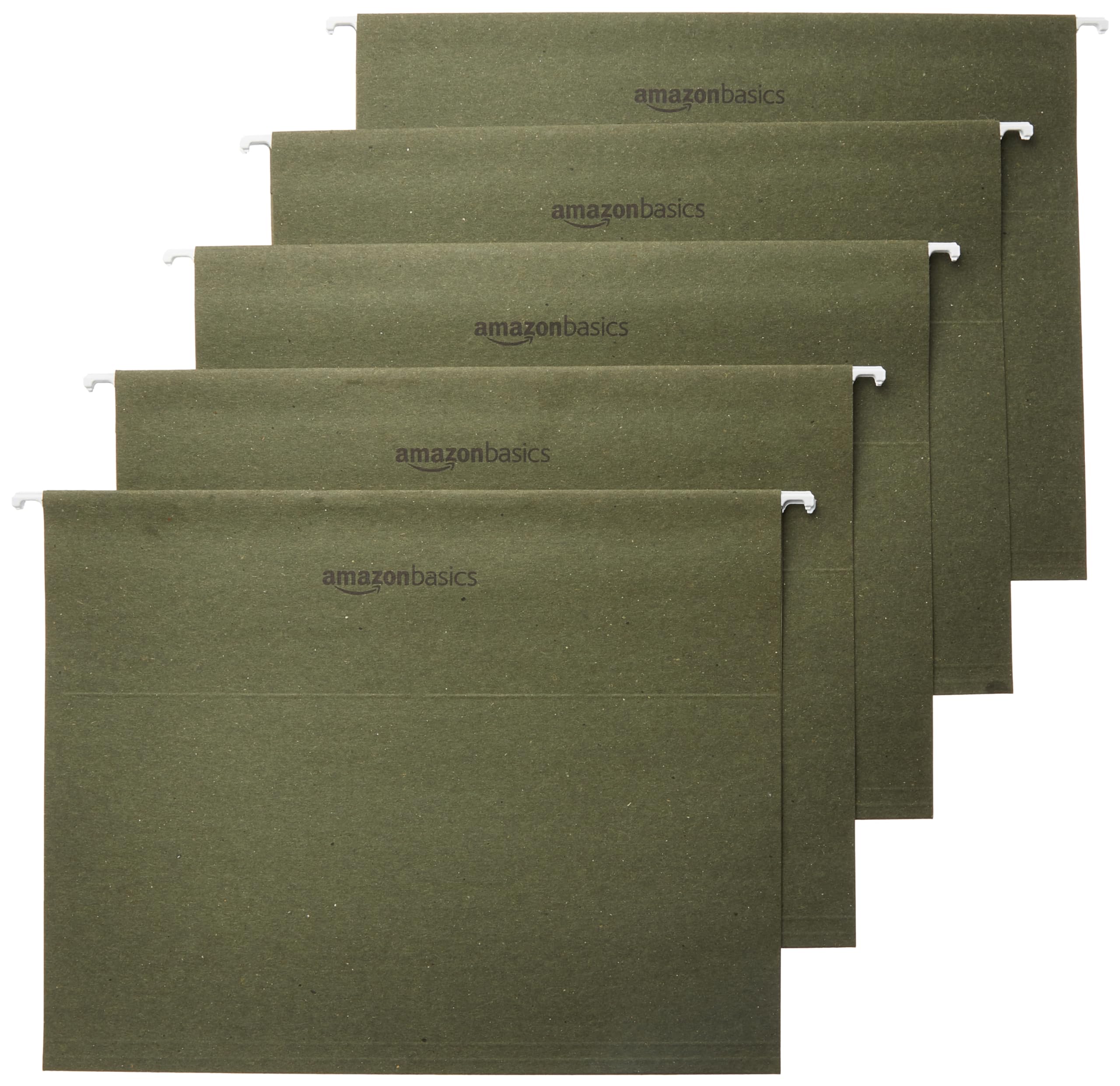 Amazon Basics Hanging File Folders with Adjustable Tabs, Sturdy Expandable Document Organizer, Letter Size 8.5x11 inch, Green