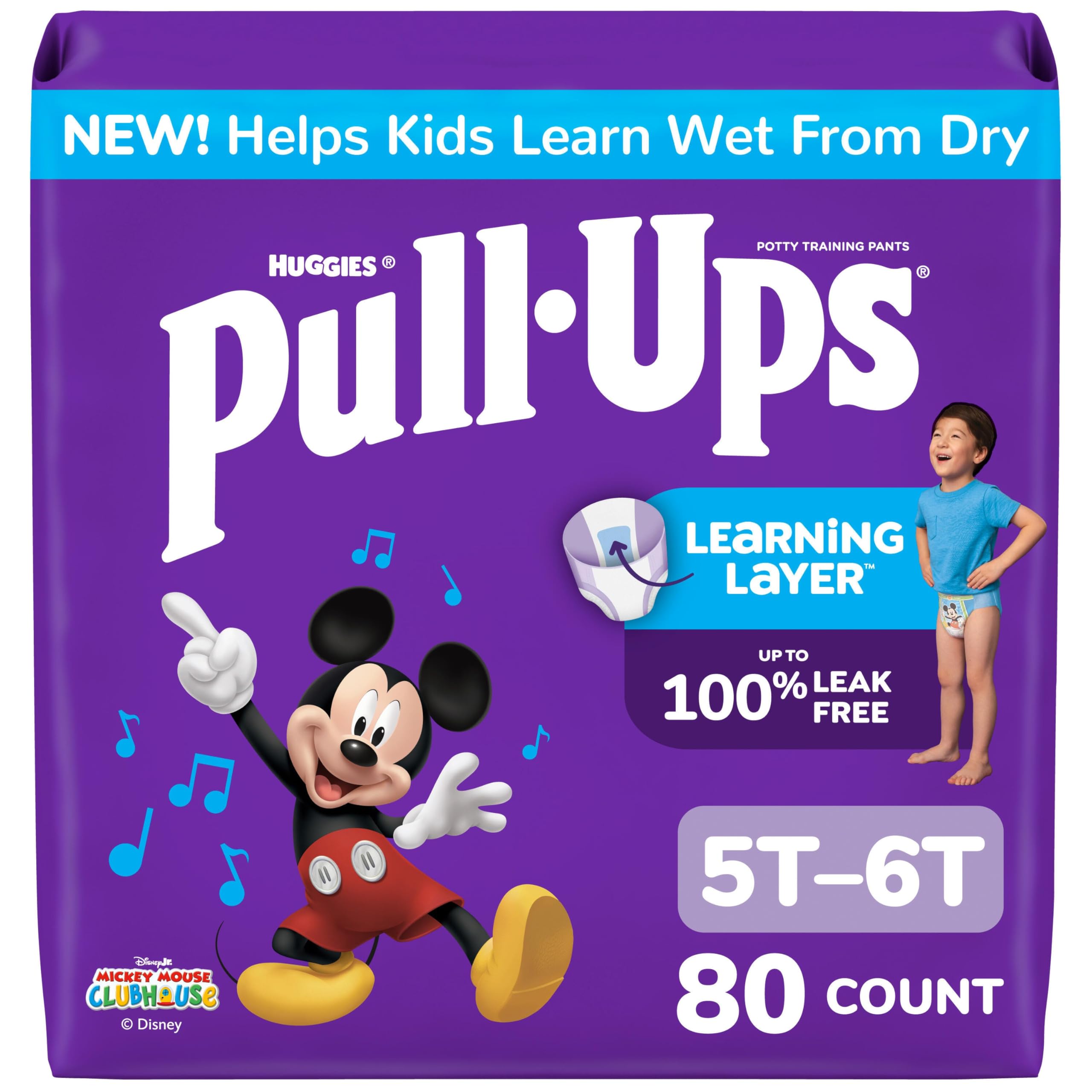 Pull-Ups Boys' Potty Training Pants, Size 5T-6T Training Underwear (46-60 lbs), 80 Count