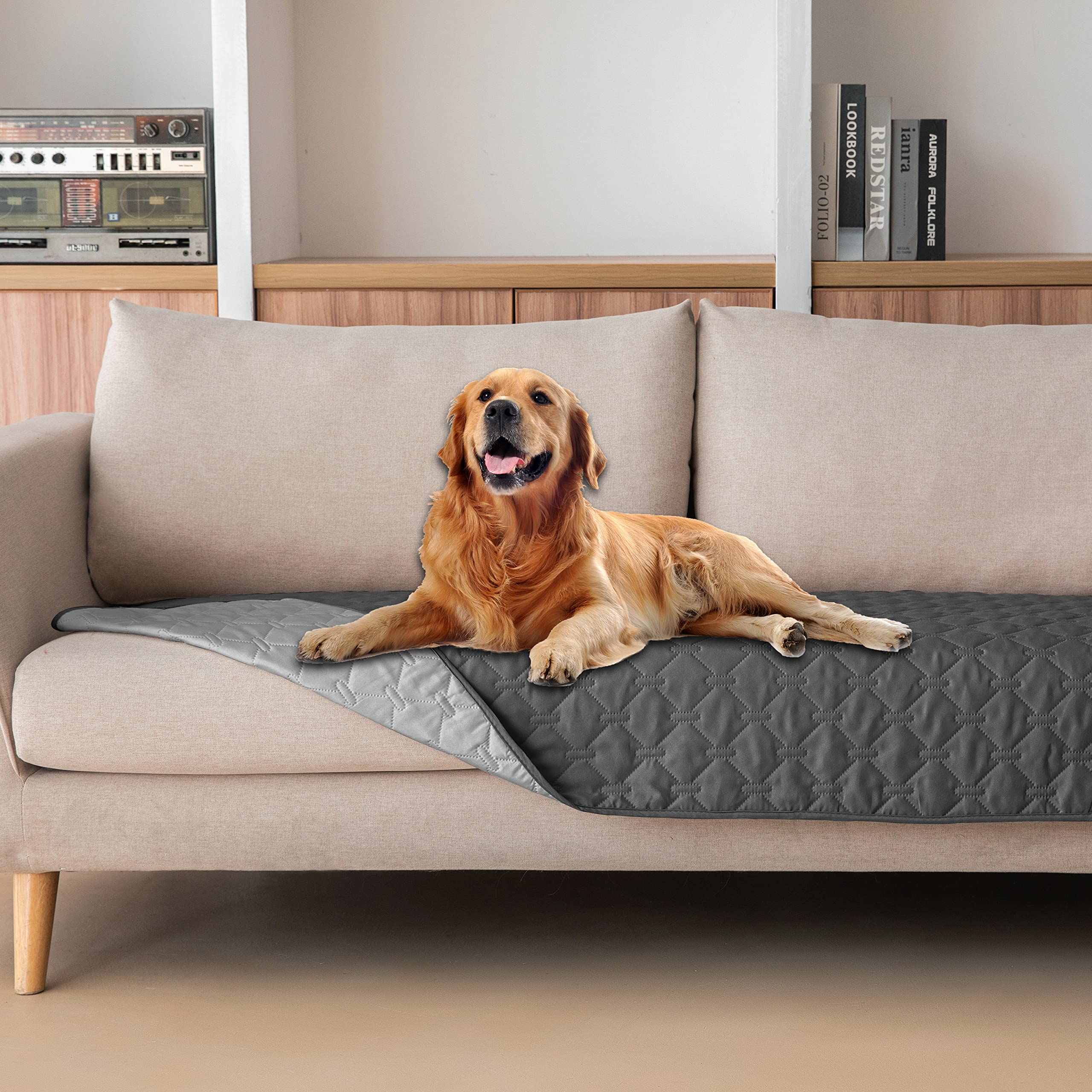gogobunny 3X Stronger Waterproof Pet Blanket, Scratch Proof Furniture Protector for Dogs Cats, Reversible Cover 30x70 Inch, D