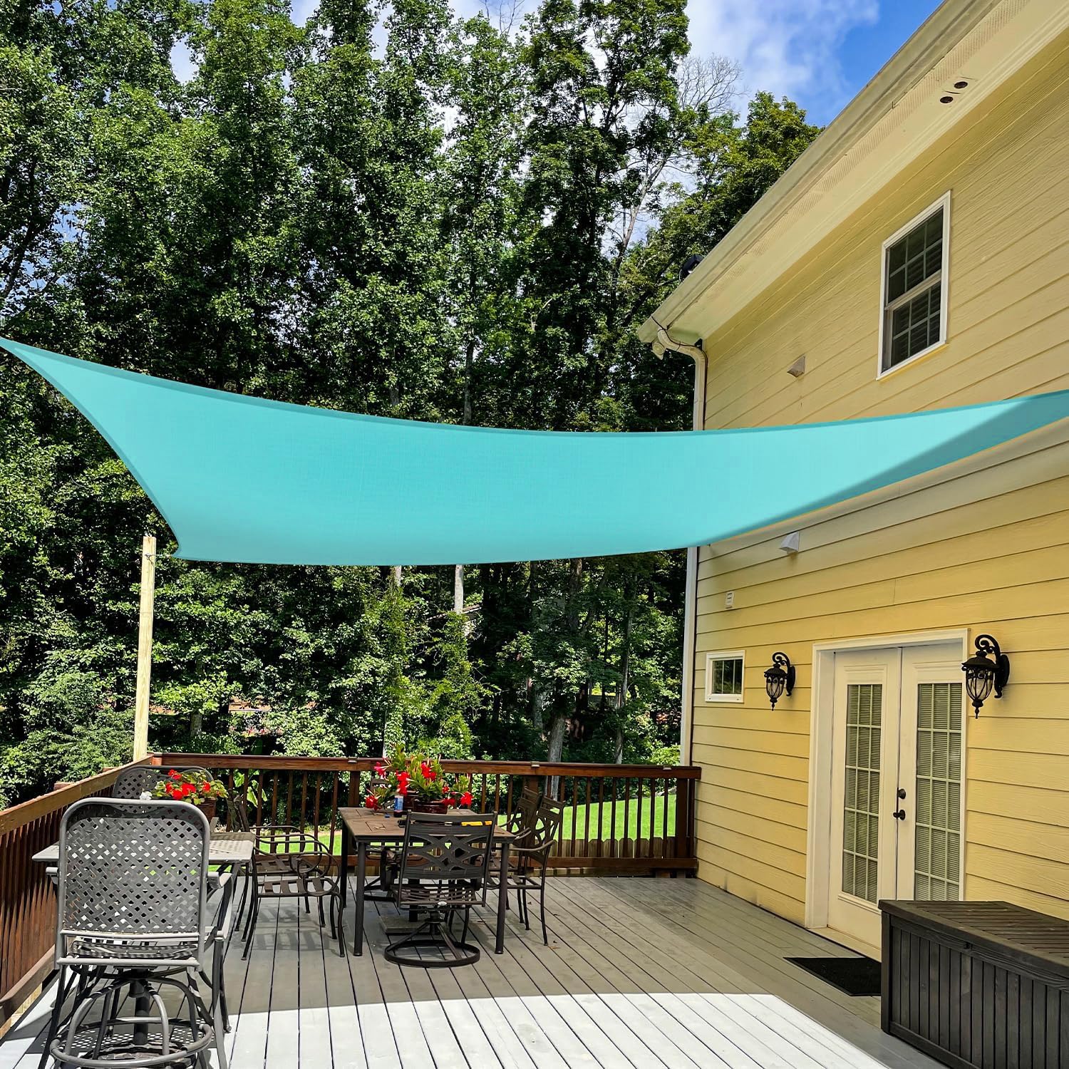 TANG 16' x 20' Sun Shade Sail Rectangle Outdoor Canopy UV Block Sunshades for Patio, Square Shade Cloth for Backyard Porch Deck Garden Pergola Cover, Turquoise